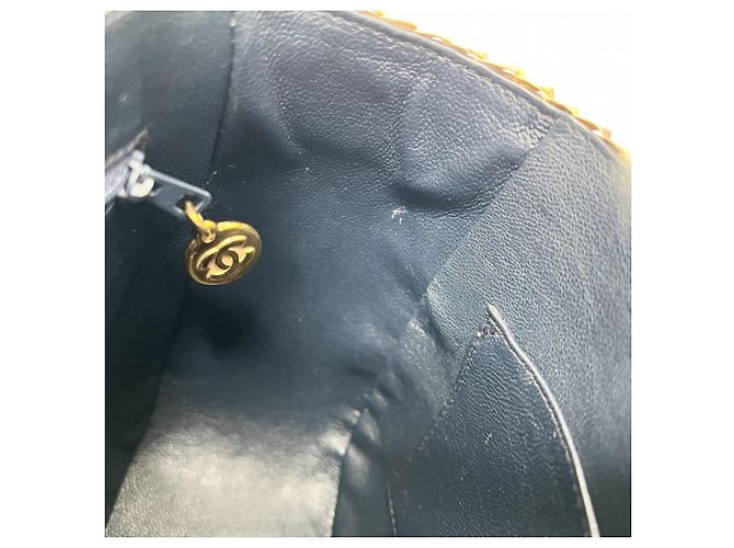 Borsa a tracolla in paglia e denim da donna Chanel Marrone Blu - vista 12