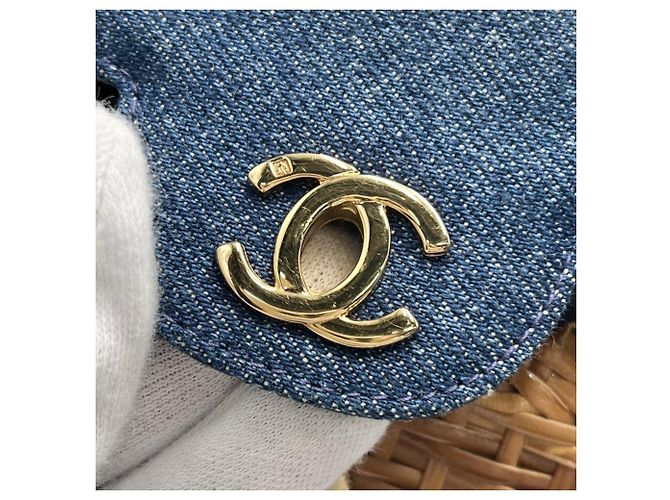 Borsa a tracolla in paglia e denim da donna Chanel Marrone Blu - vista 14
