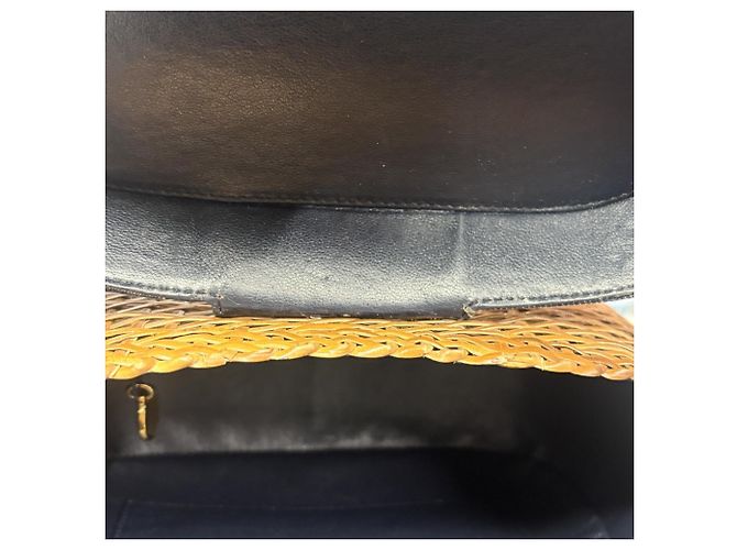 Borsa a tracolla in paglia e denim da donna Chanel Marrone Blu - vista 15