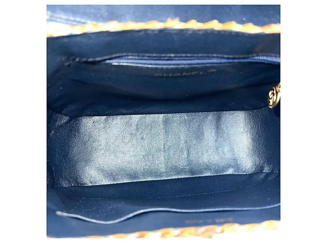 Borsa a tracolla in paglia e denim da donna Chanel Marrone Blu - vista 4