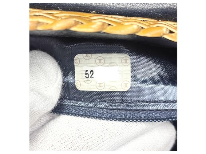 Borsa a tracolla in paglia e denim da donna Chanel Marrone Blu - vista 7
