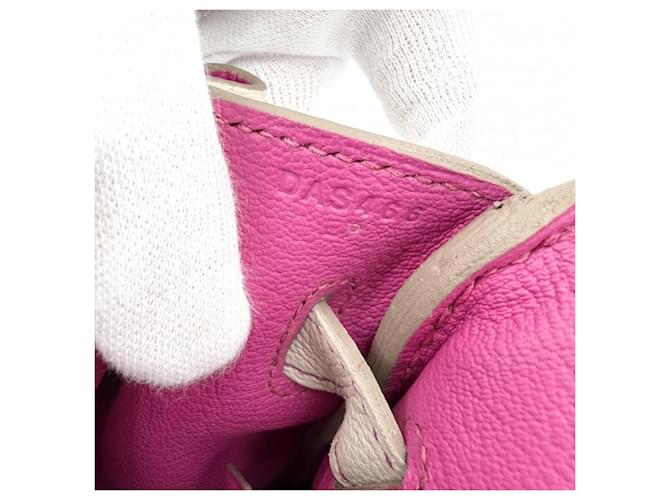 Hermès Borsa Hermes Birkin 30 Rosa Bianco - vista 5