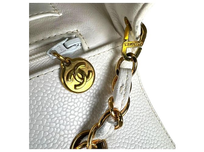 Borsa a tracolla con catena Chanel Diana 25 Bianco - vista 12
