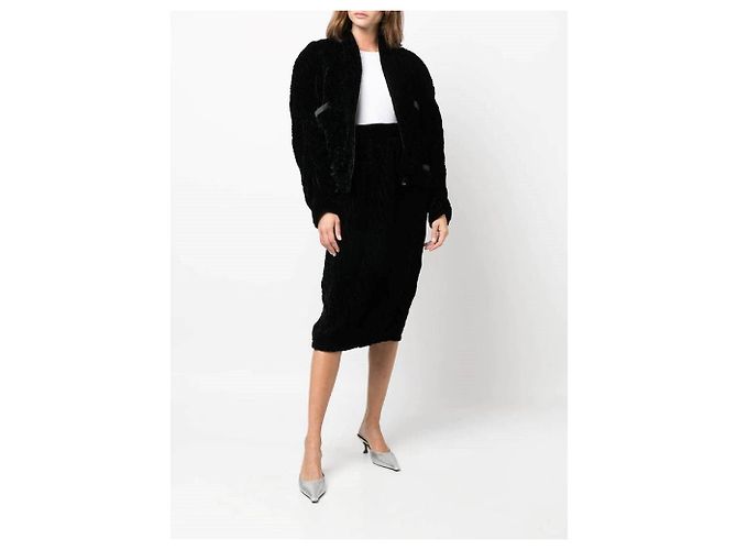 Versace Pantaloni dritti in lana neri Chanel Y2K con bottone logo Nero - vista 2