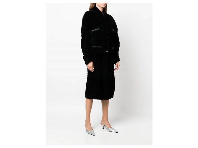 Versace Pantaloni dritti in lana neri Chanel Y2K con bottone logo Nero - vista 3