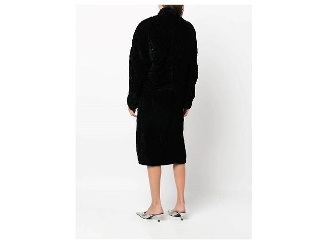 Versace Pantaloni dritti in lana neri Chanel Y2K con bottone logo Nero - vista 4