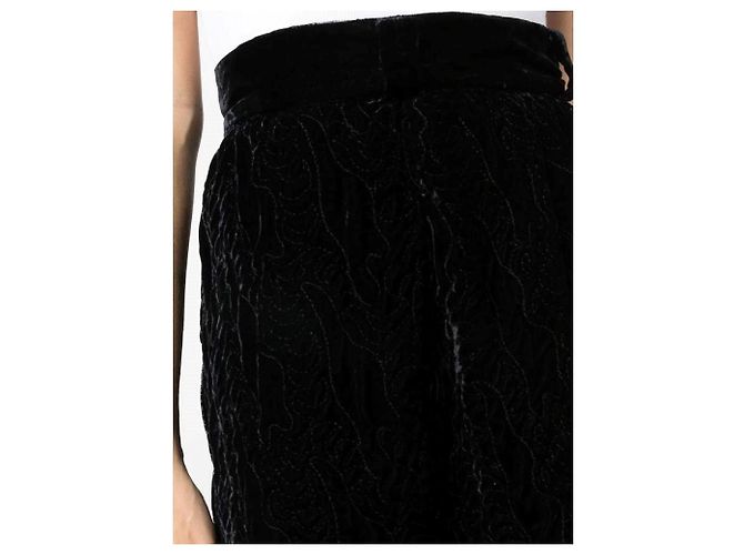 Versace Pantaloni dritti in lana neri Chanel Y2K con bottone logo Nero - vista 6