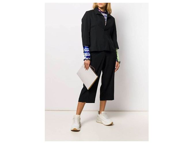 Comme Des Garcons Blusa oversize in misto cotone tartan blu Emporio Armani anni '90 Nero - vista 2