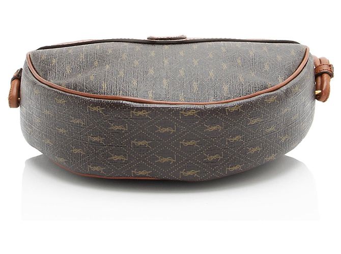 Borsa Crossbody in Tela Monogramma e Pelle di Vitello Saint Laurent Marrone - vista 4
