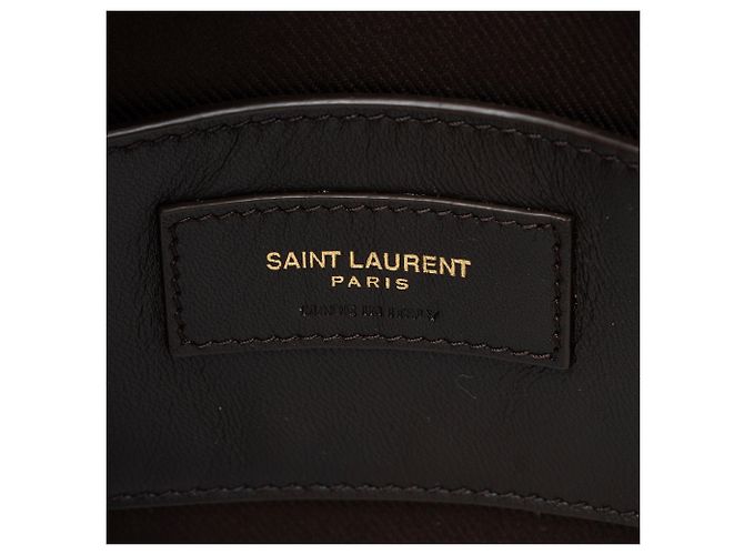 Borsa Crossbody in Tela Monogramma e Pelle di Vitello Saint Laurent Marrone - vista 8