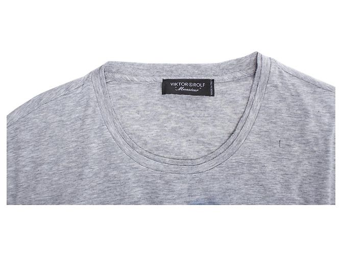 T-shirt grigia Viktor & Rolf con stampa blu. Grigio - vista 5