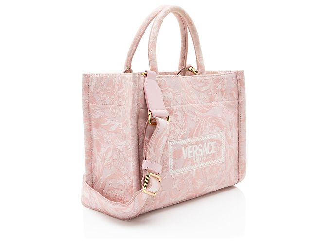 Piccola borsa tote Athena in canvas Logo Versace Rosa - vista 2