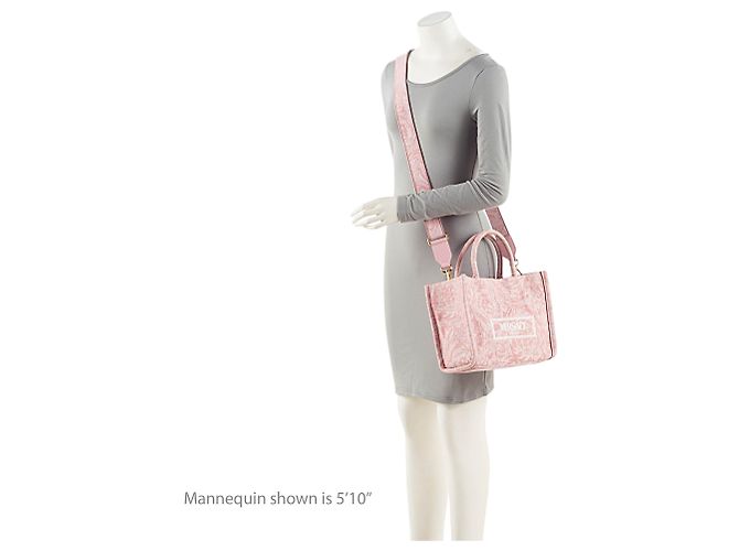 Piccola borsa tote Athena in canvas Logo Versace Rosa - vista 5
