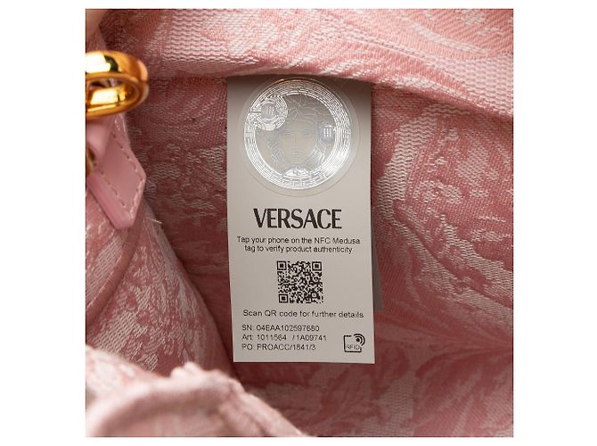 Piccola borsa tote Athena in canvas Logo Versace Rosa - vista 8