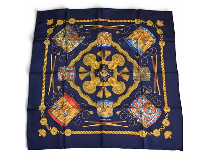 Hermès Sciarpa Carré 90 HERMES LES TAMBOURS Blu navy - vista 2