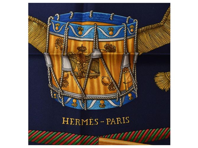 Hermès Sciarpa Carré 90 HERMES LES TAMBOURS Blu navy - vista 5