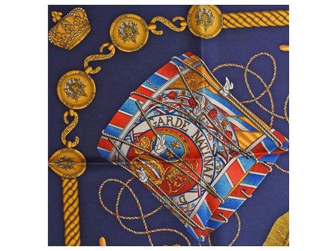 Hermès Sciarpa Carré 90 HERMES LES TAMBOURS Blu navy - vista 6