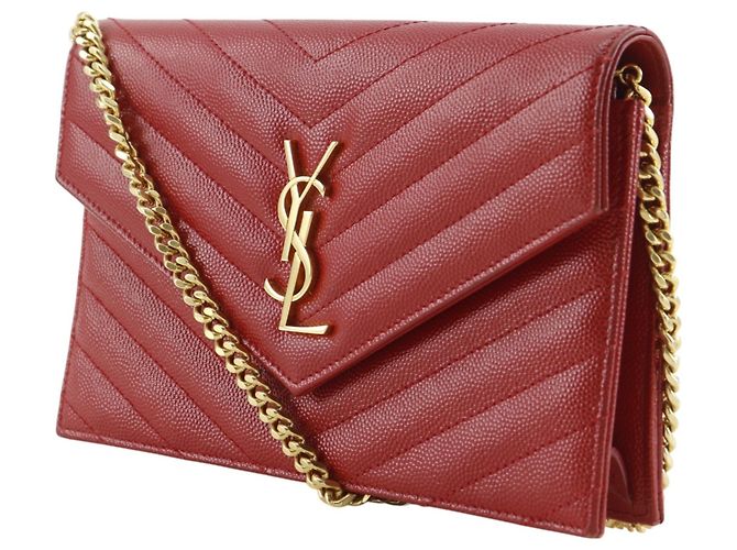 Borsa a tracolla in pelle rossa Yves Saint Laurent Rosso - vista 2