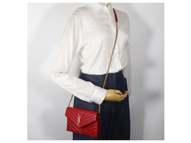Borsa a tracolla in pelle rossa Yves Saint Laurent Rosso - vista 20