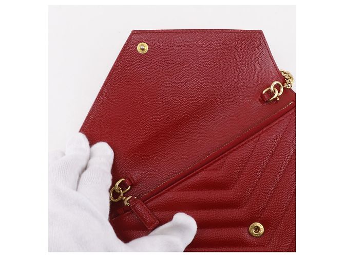Borsa a tracolla in pelle rossa Yves Saint Laurent Rosso - vista 8