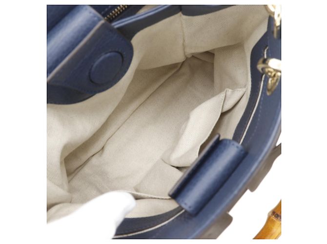 Borsa shopper Gucci Bamboo Shopper Small Blu navy - vista 6
