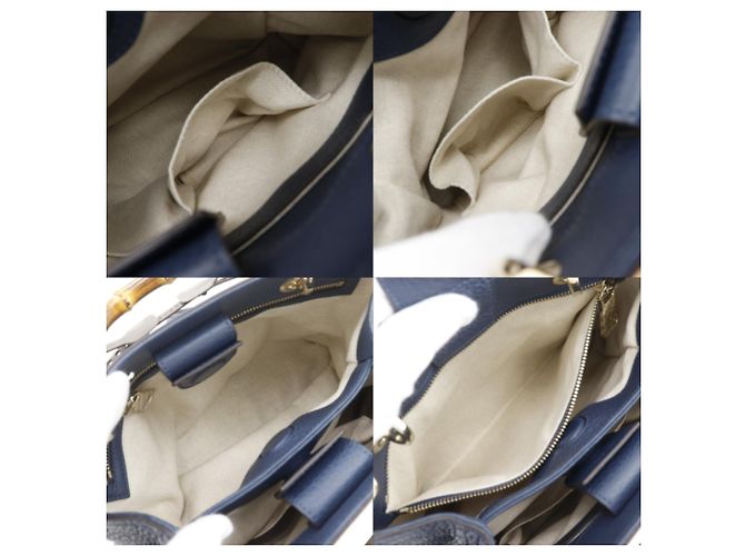 Borsa shopper Gucci Bamboo Shopper Small Blu navy - vista 7