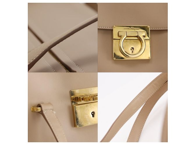 Borsa Tote Salvatore Ferragamo Gancini Beige - vista 15