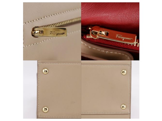 Borsa Tote Salvatore Ferragamo Gancini Beige - vista 16