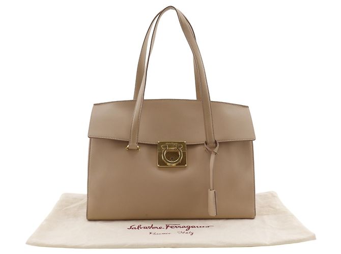 Borsa Tote Salvatore Ferragamo Gancini Beige - vista 19