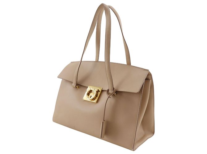 Borsa Tote Salvatore Ferragamo Gancini Beige - vista 2