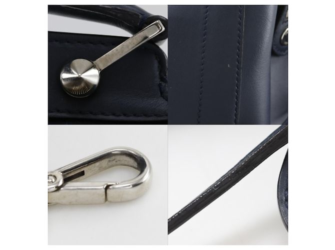 Borsa Fendi Dotcom in pelle blu navy - vista 10