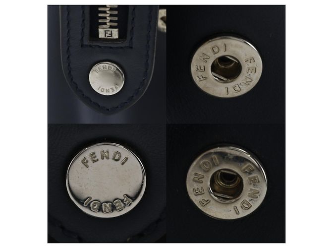 Borsa Fendi Dotcom in pelle blu navy - vista 11