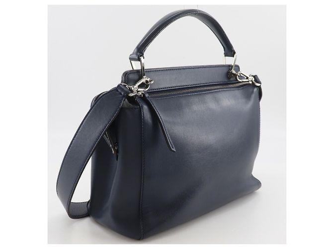 Borsa Fendi Dotcom in pelle blu navy - vista 3