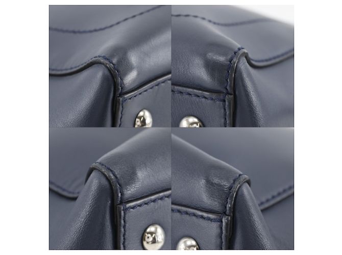 Borsa Fendi Dotcom in pelle blu navy - vista 4