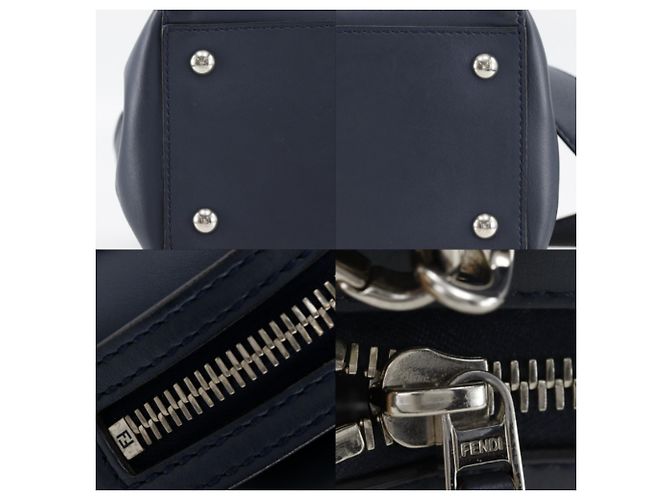 Borsa Fendi Dotcom in pelle blu navy - vista 9