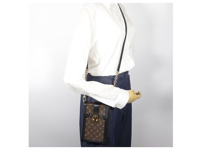 Bolsa de Ombro Pochette Trunk Vertical Louis Vuitton Marrom Monograma - vista 16