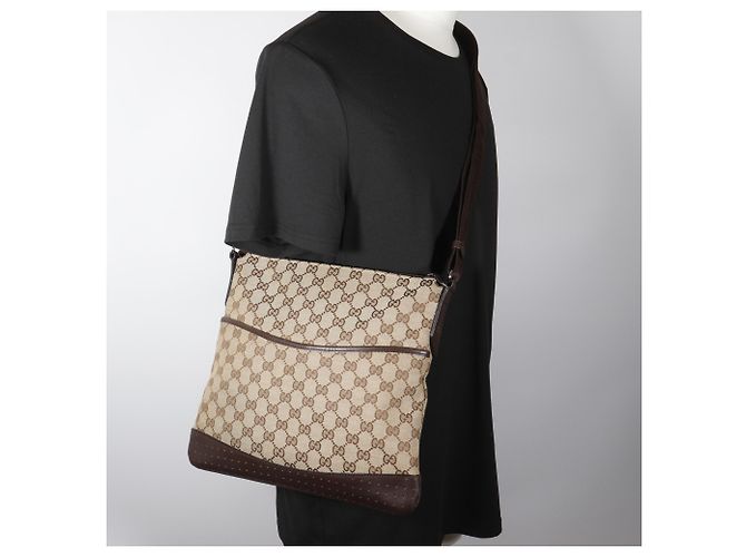 Borsa a tracolla Gucci in tela GG marrone - vista 17