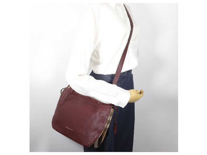 Borsa a tracolla in pelle di vitello Burberry Rosso Bordò - vista 14