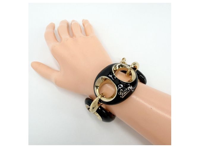 Pulsera Marina Chain Gucci Negro Dorado - vista 3