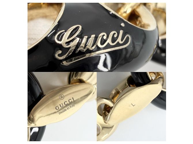 Pulsera Marina Chain Gucci Negro Dorado - vista 4