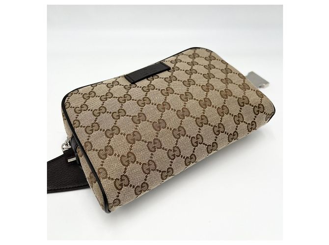 Marsupio Gucci in tela GG marrone e pelle - vista 3