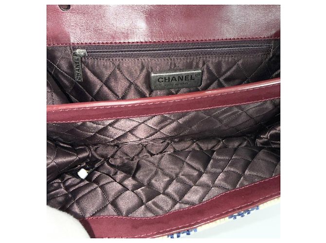 Borsa a tracolla Chanel in tweed rosso e pelle - vista 4