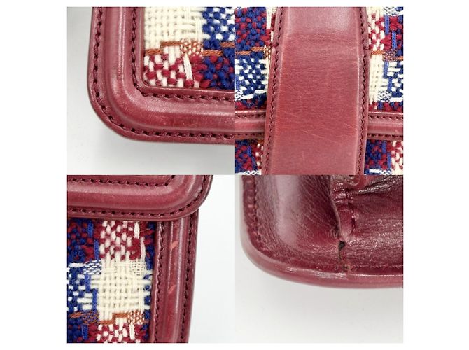 Borsa a tracolla Chanel in tweed rosso e pelle - vista 6