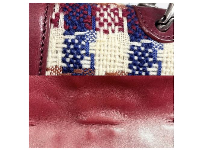 Borsa a tracolla Chanel in tweed rosso e pelle - vista 9