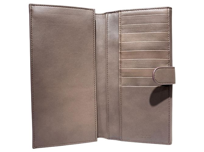 Cartera larga de cuero caqui Bottega Veneta - vista 3