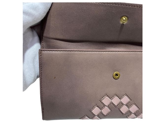 Cartera larga de cuero caqui Bottega Veneta - vista 7