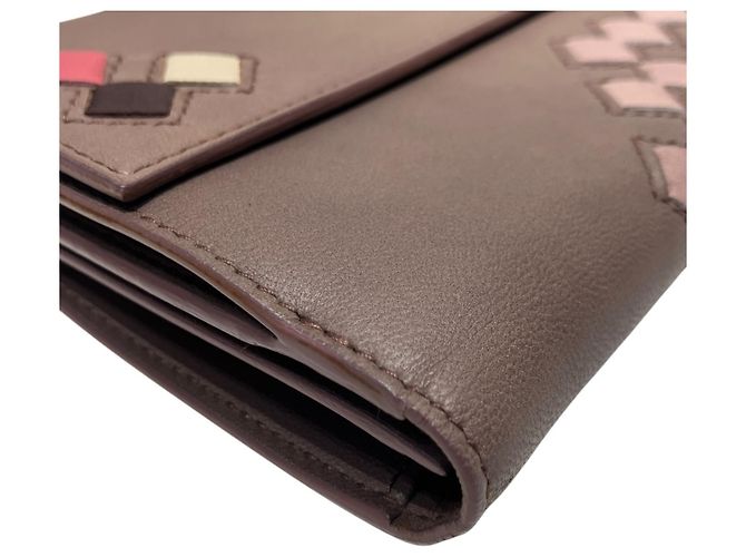 Cartera larga de cuero caqui Bottega Veneta - vista 9