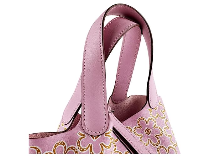 Borsa micro Hermès Lucky Daisy Picotin Lock Rosa - vista 10