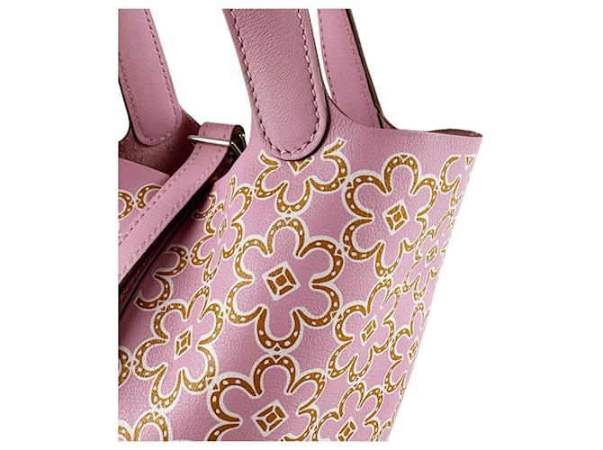 Borsa micro Hermès Lucky Daisy Picotin Lock Rosa - vista 6