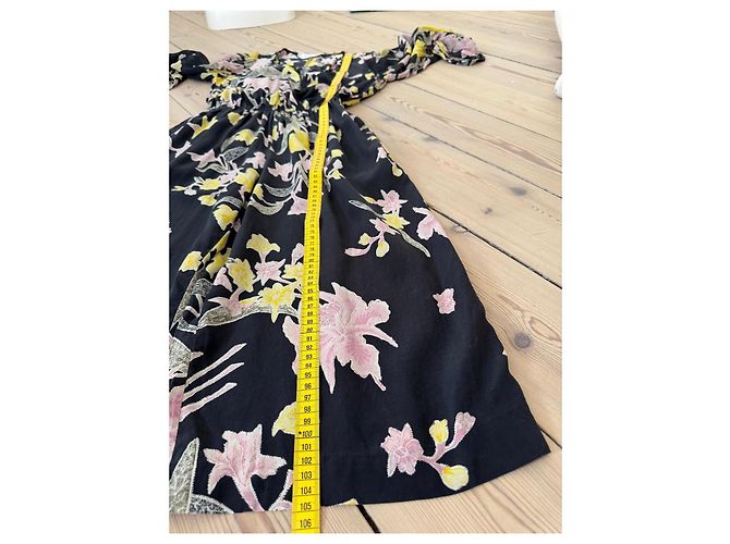 Diane Von Furstenberg Mono de Seda Estampado Floral Negro Rosa Amarillo - vista 10